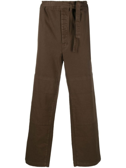 Brown Belted Straight-leg Trousers