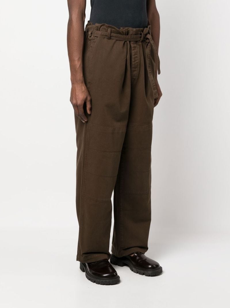 Brown Belted Straight-leg Trousers