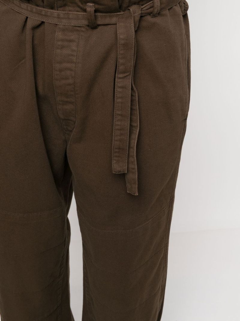 Brown Belted Straight-leg Trousers