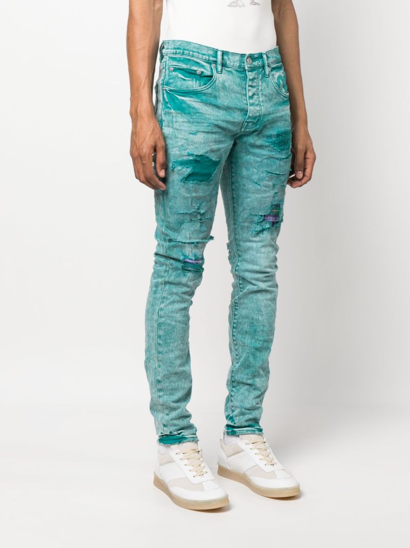 Fanfare Green Heavy Repair Skinny Jeans