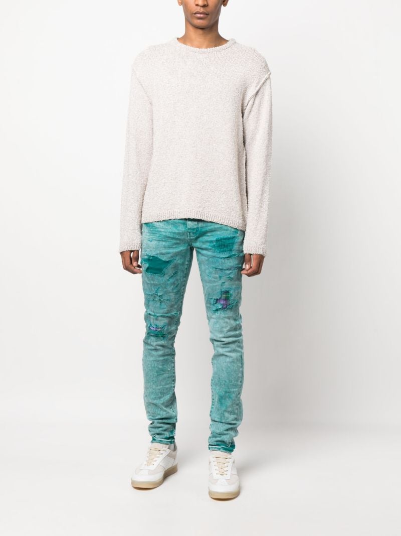 Fanfare Green Heavy Repair Skinny Jeans