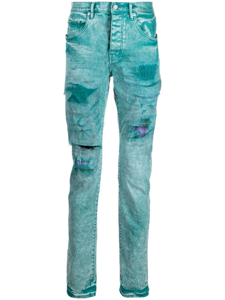 Fanfare Green Heavy Repair Skinny Jeans