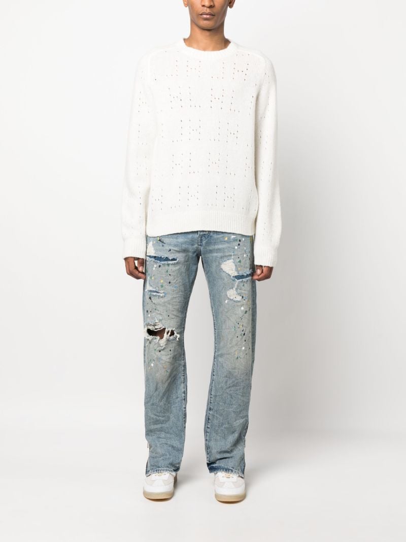 Blue Paint Repair Straight-legged Jeans