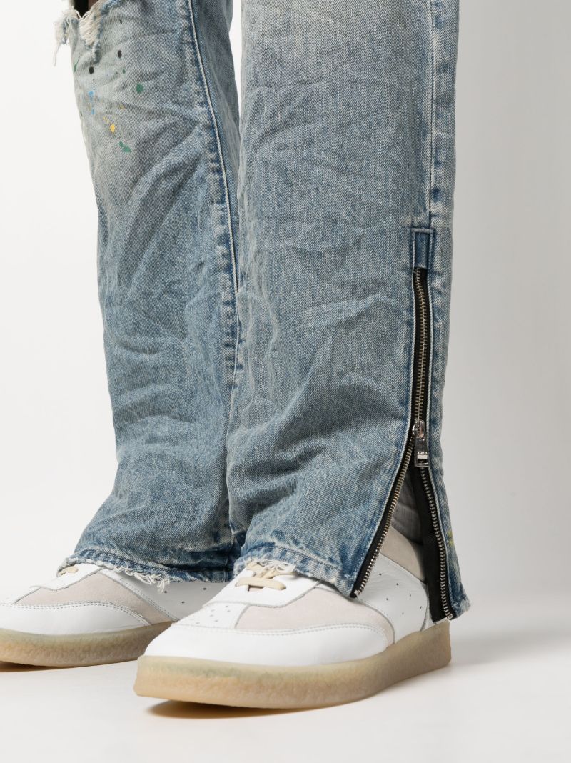 Blue Paint Repair Straight-legged Jeans