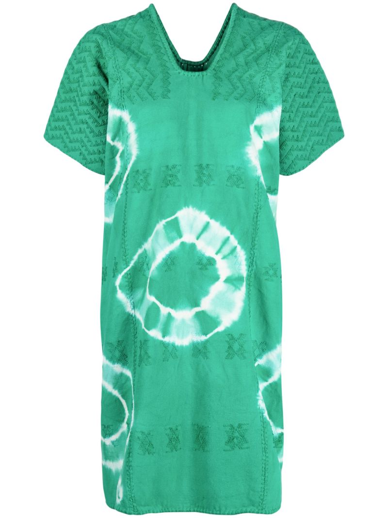 Green Tie-dye Kaftan Dress