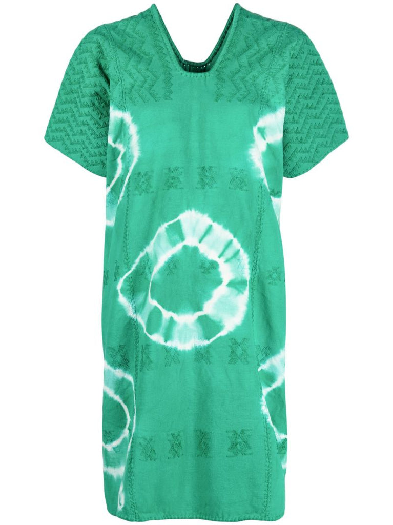 Green Tie-dye Kaftan Dress