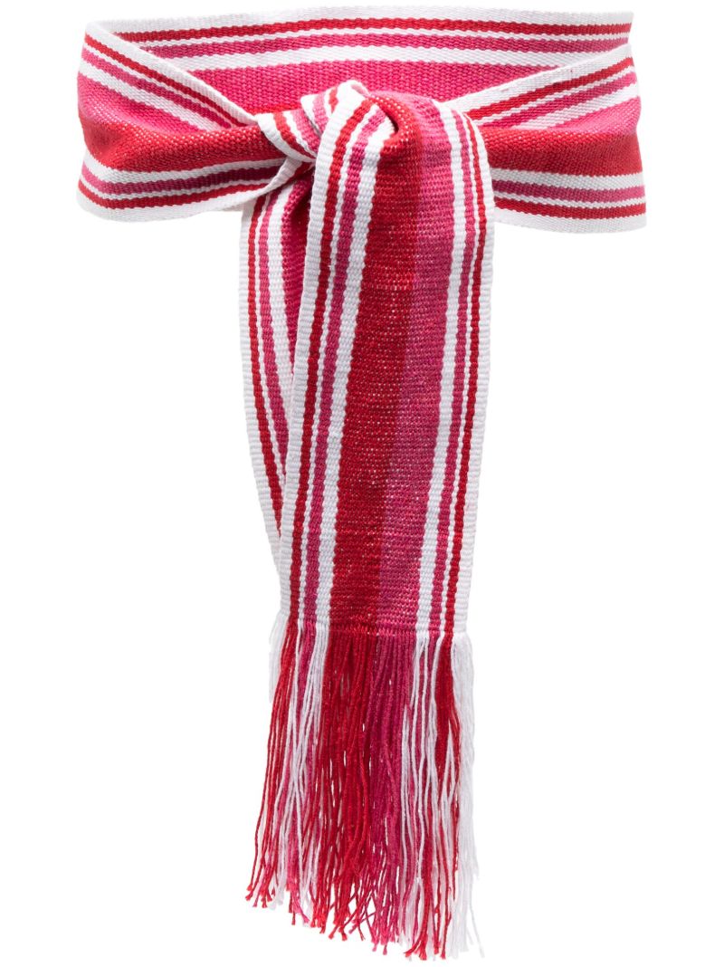 Pink Striped Cotton Tie Belt