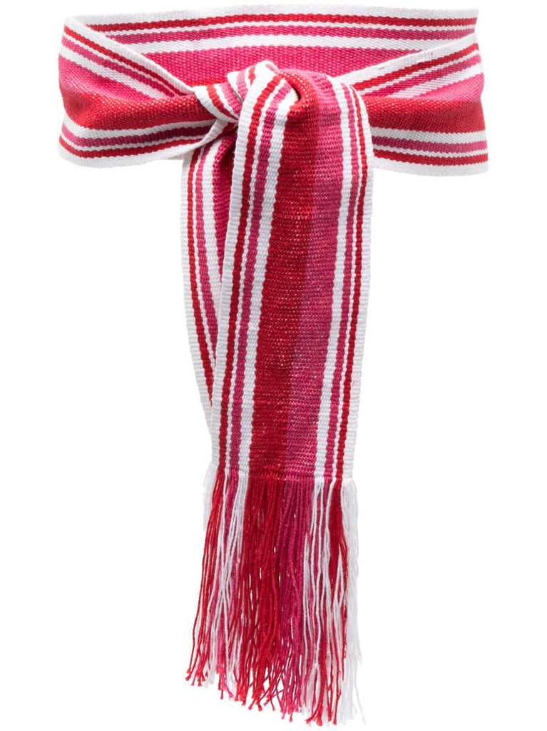 Pink Striped Cotton Tie Belt
