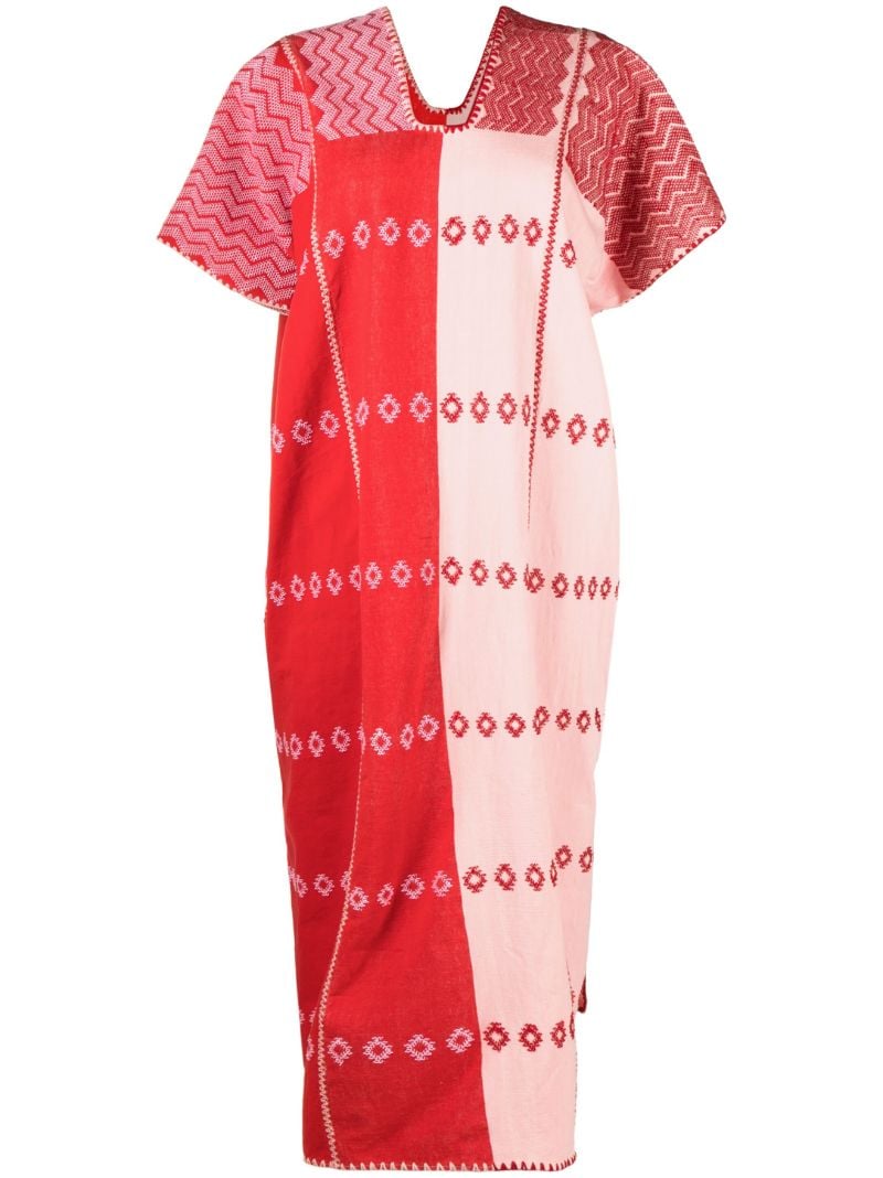 Pink Graphic-patterned Midi Dress