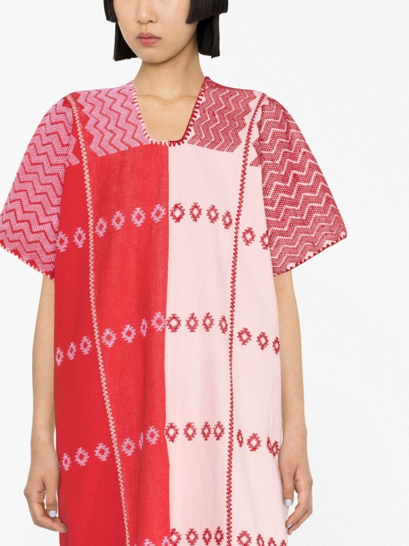 Pink Graphic-patterned Midi Dress