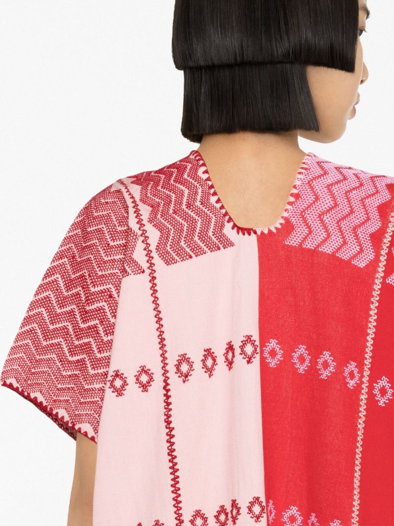 Pink Graphic-patterned Midi Dress
