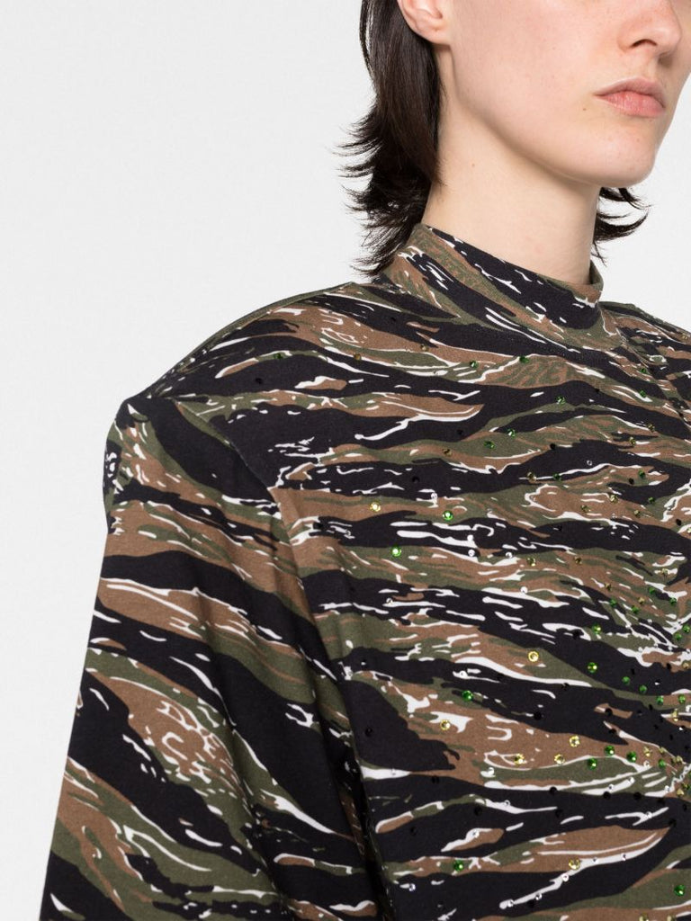 Brown Camouflage-print T-shirt