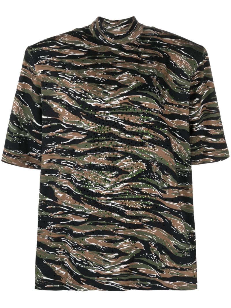 Brown Camouflage-print T-shirt