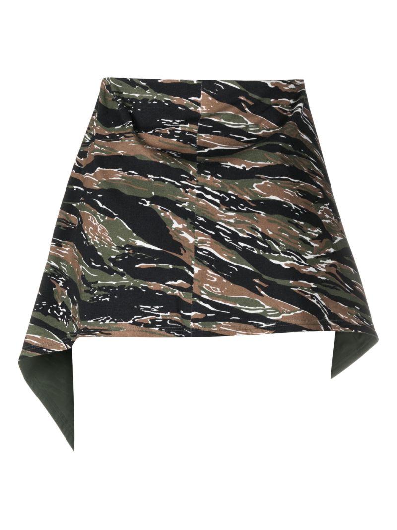 Brown Camouflage-print Mini Skirt