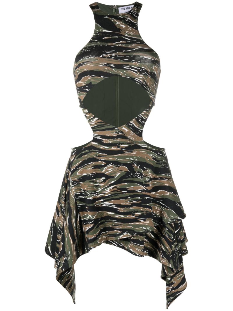 Brown Magnolia Camouflage-print Mini Dress