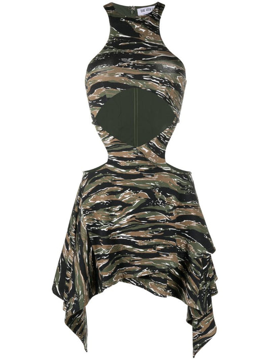 Brown Magnolia Camouflage-print Mini Dress
