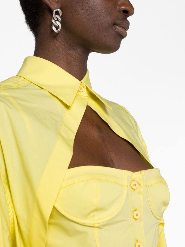 Yellow Cut-out Mini Dress