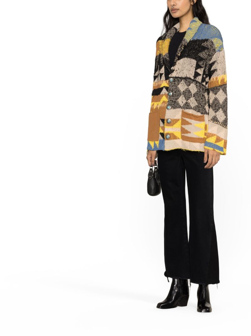 Neutral Geometric Cotton Cardigan