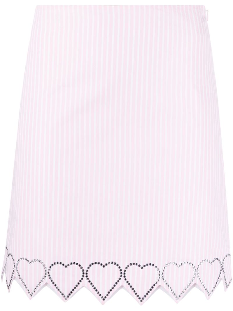 Pink Heart Studded A-line Mini Skirt