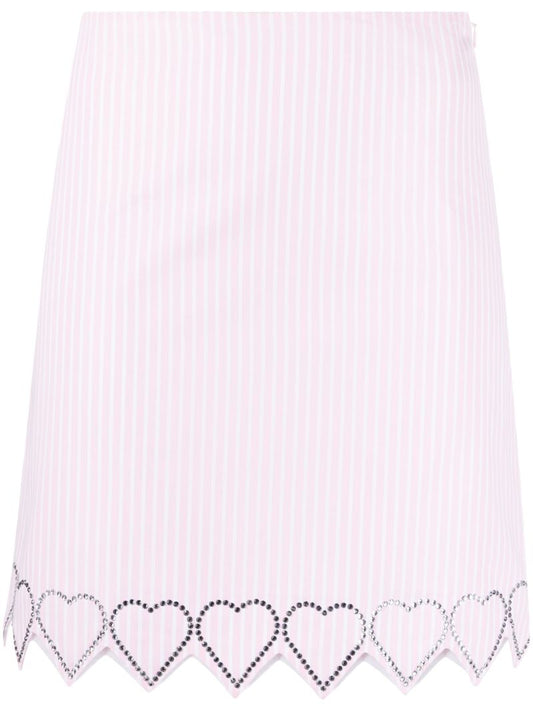 Pink Heart Studded A-line Mini Skirt
