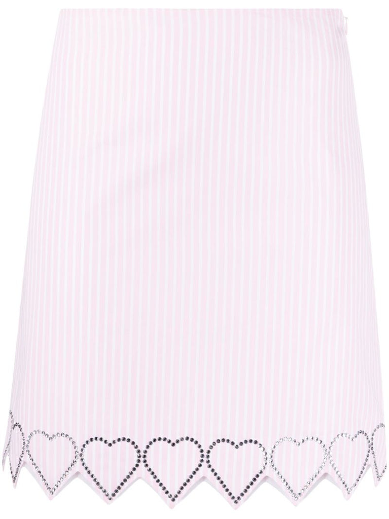 Pink Heart Studded A-line Mini Skirt
