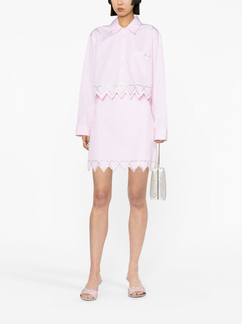 Pink Heart Studded A-line Mini Skirt