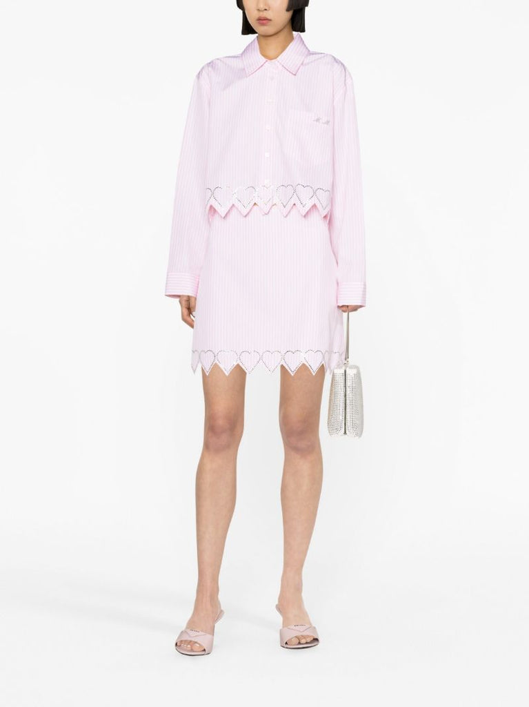 Pink Heart Studded A-line Mini Skirt