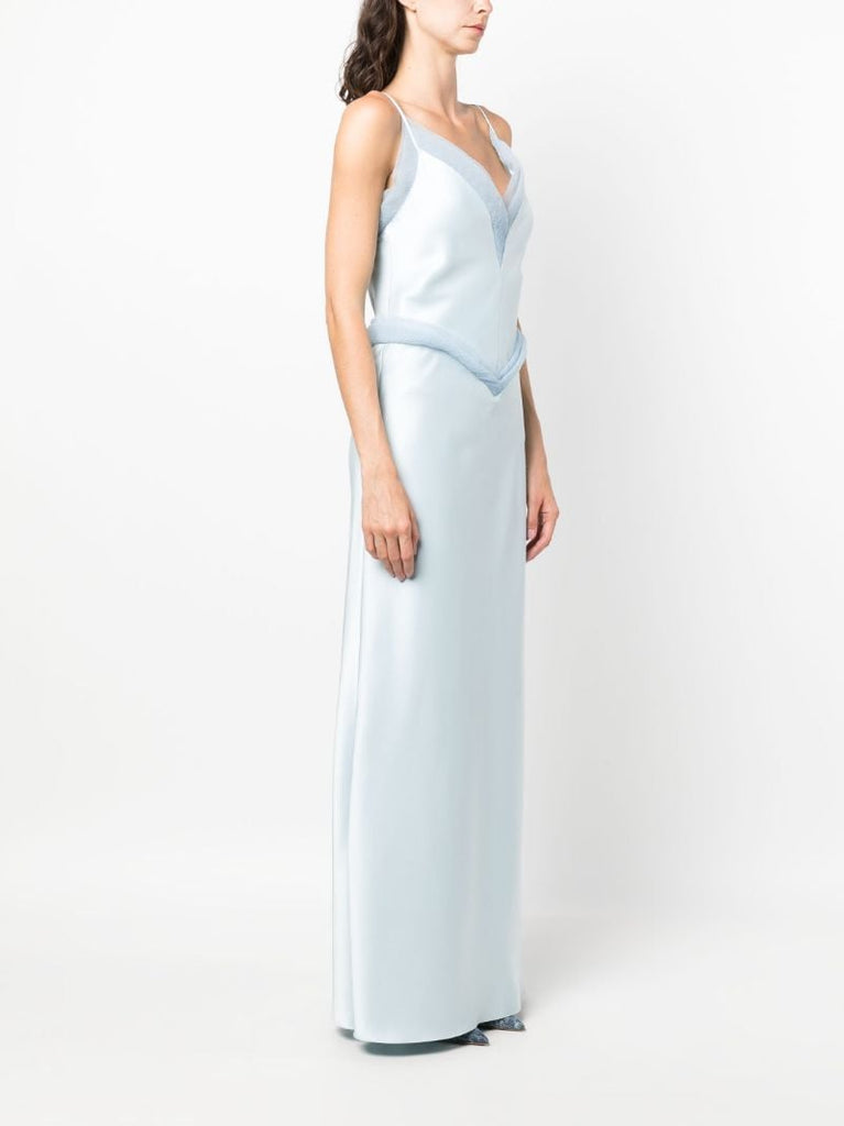 Blue Lotus Flower Maxi Dress