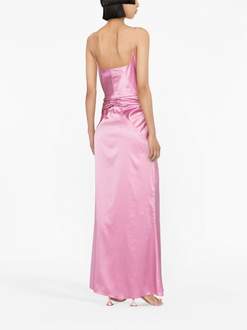 Pink Flower AppliquÃ_x0083_Â© Satin Gown