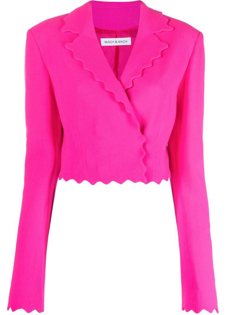 Pink Scalloped Cropped Blazer