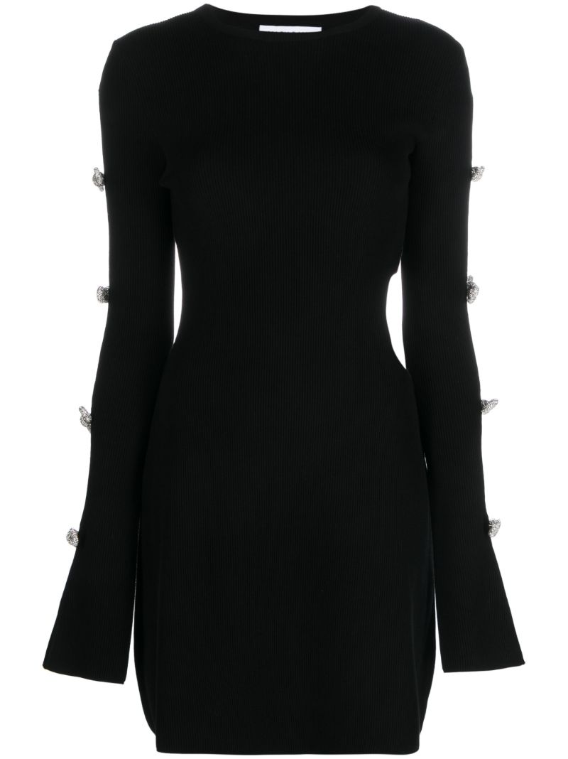 Black Crystal Bow Cut-out Mini Dress