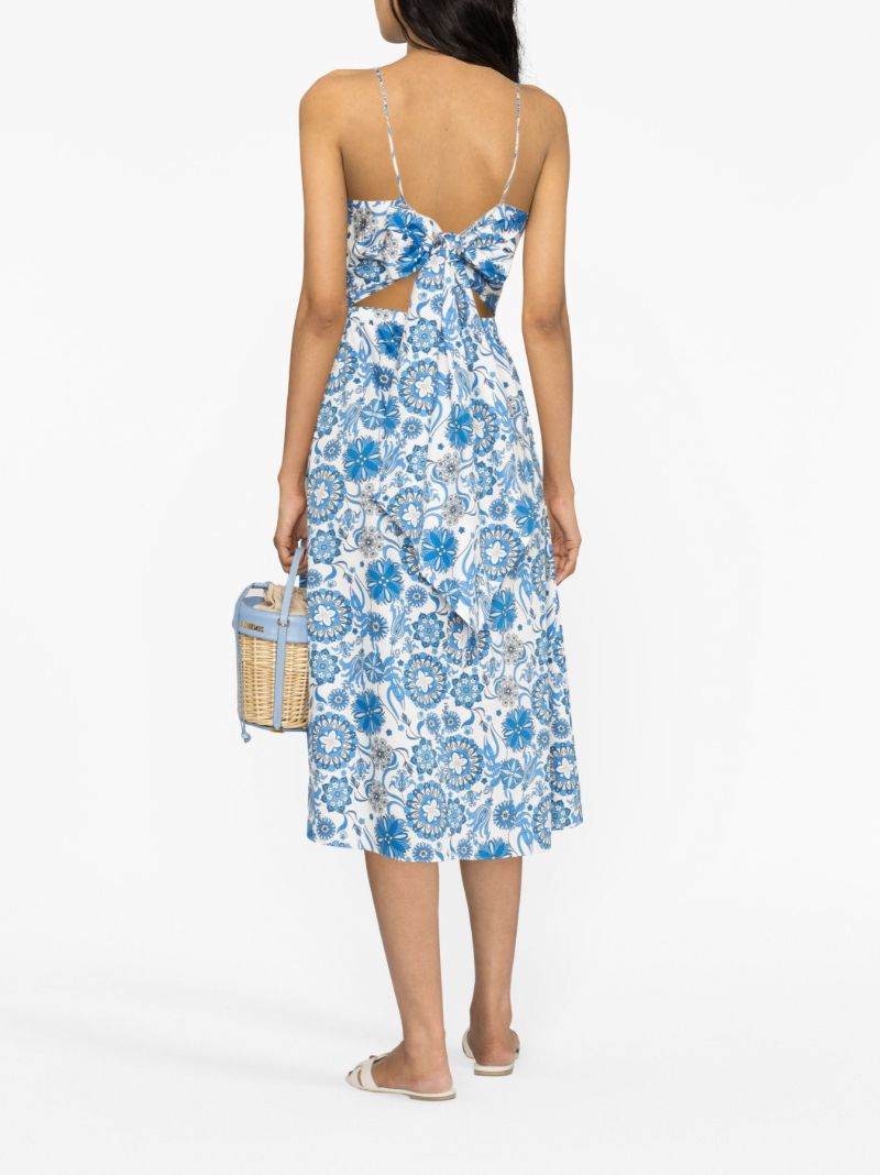 White Goreti Floral-print Cotton Dress