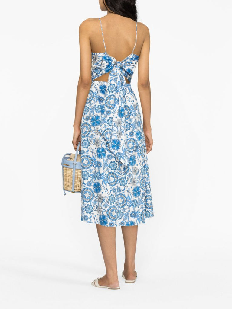 White Goreti Floral-print Cotton Dress