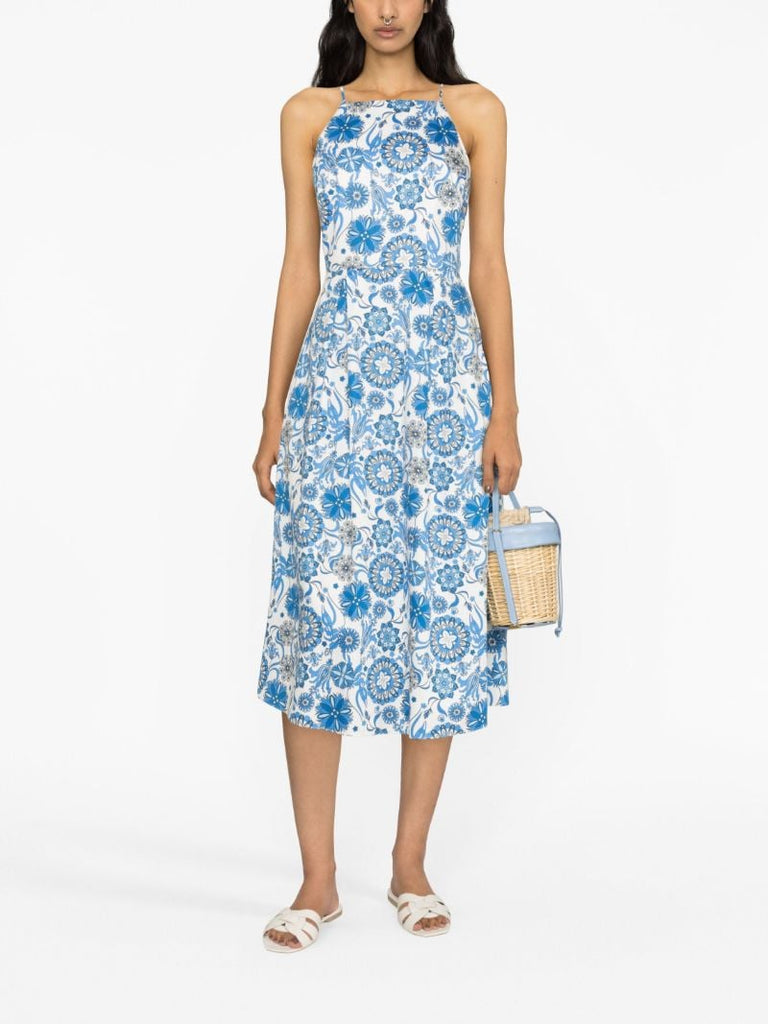 White Goreti Floral-print Cotton Dress