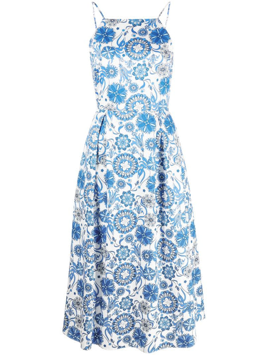 White Goreti Floral-print Cotton Dress