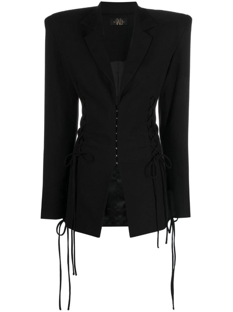 Black Elena Lace-up Detail Blazer