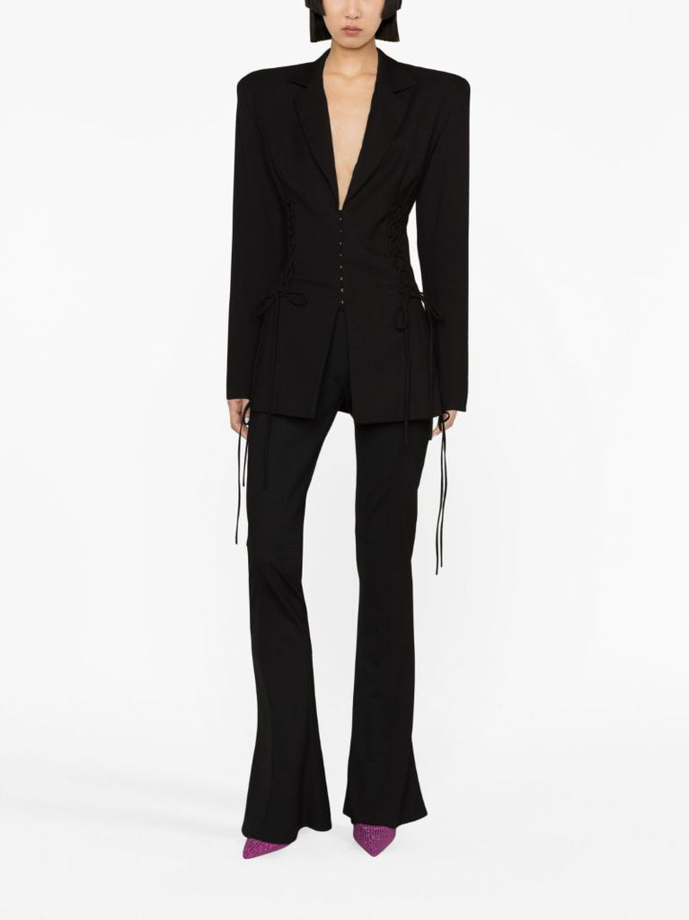 Black Elena Lace-up Detail Blazer