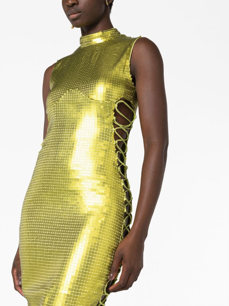 Green Elena Sequin-embellished Midi Dress