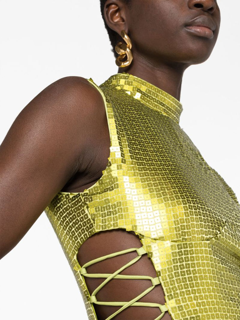 Green Elena Sequin-embellished Midi Dress