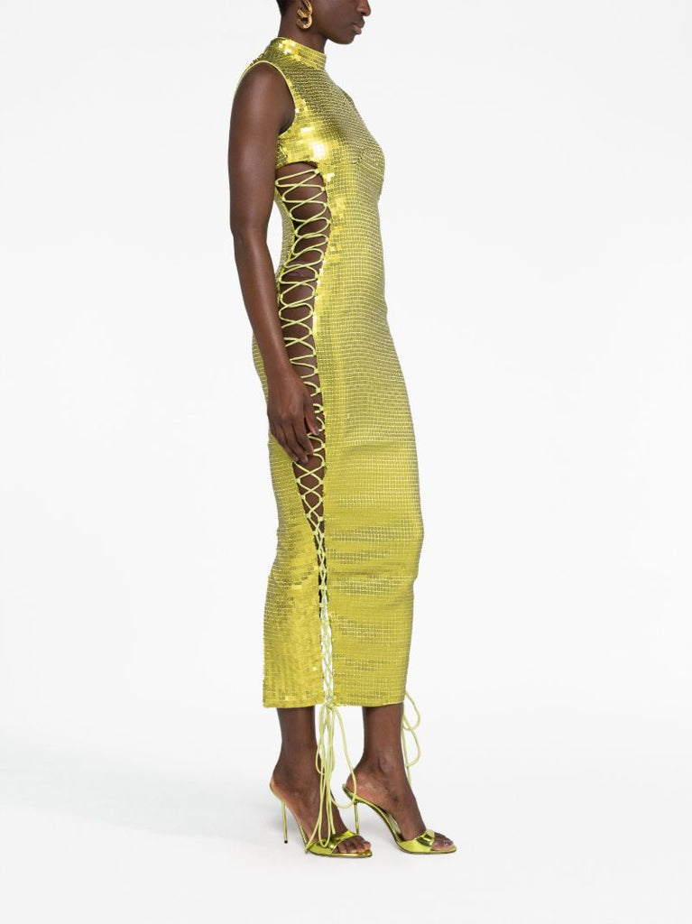 Green Elena Sequin-embellished Midi Dress
