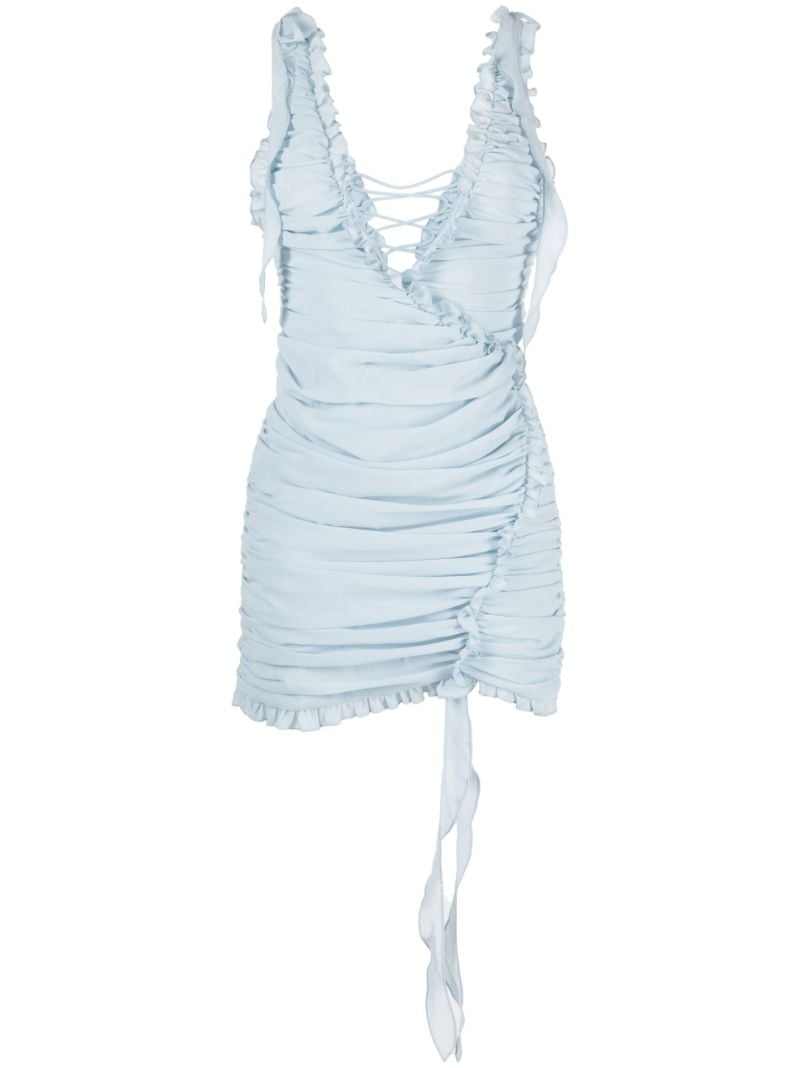 Blue Rose Ruched Mini Dress
