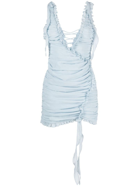 Blue Rose Ruched Mini Dress