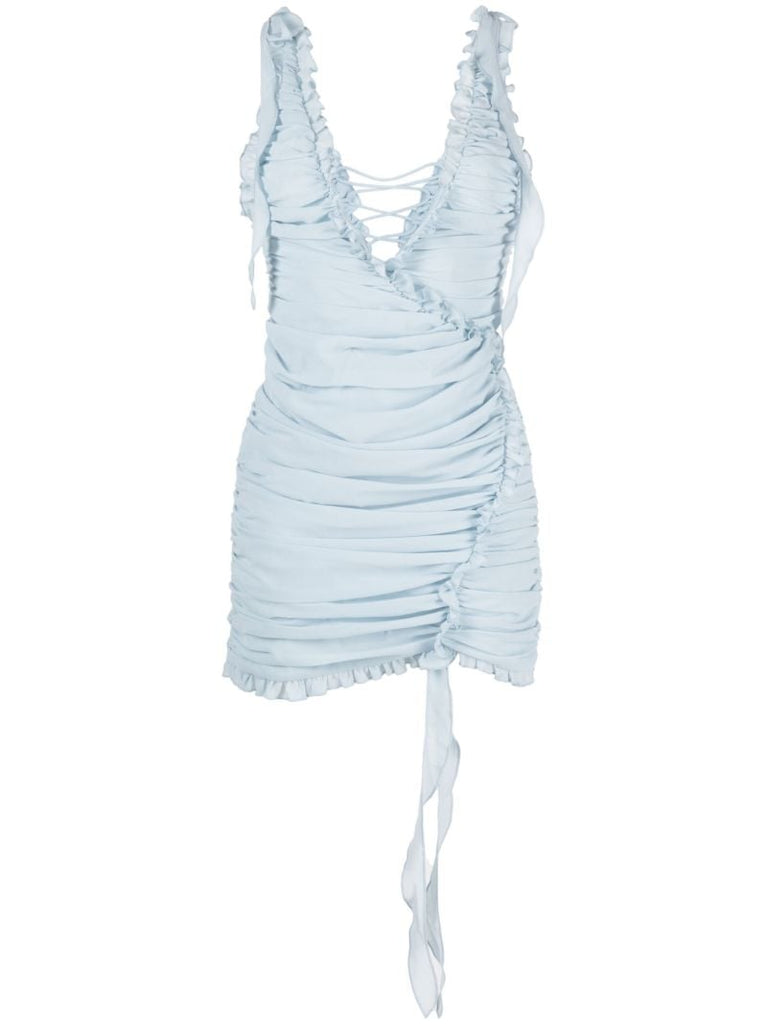 Blue Rose Ruched Mini Dress