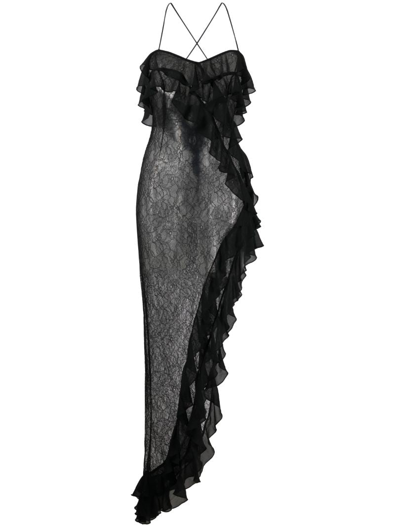 Black Tranquilla Ruffled Maxi Dress