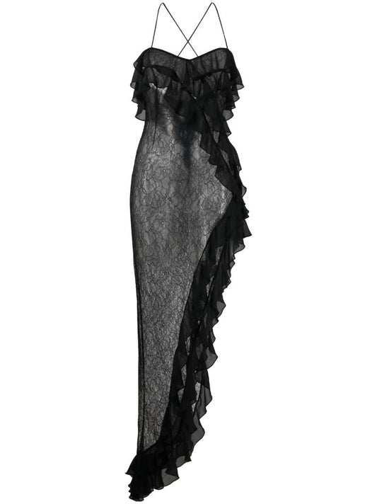 Black Tranquilla Ruffled Maxi Dress