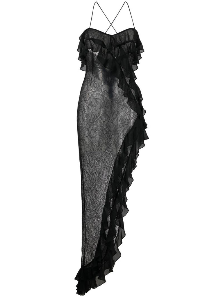 Black Tranquilla Ruffled Maxi Dress