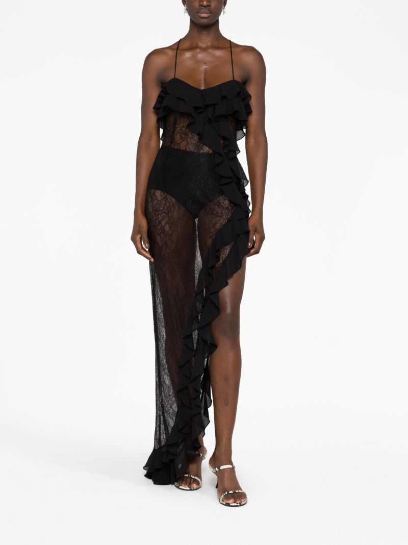 Black Tranquilla Ruffled Maxi Dress