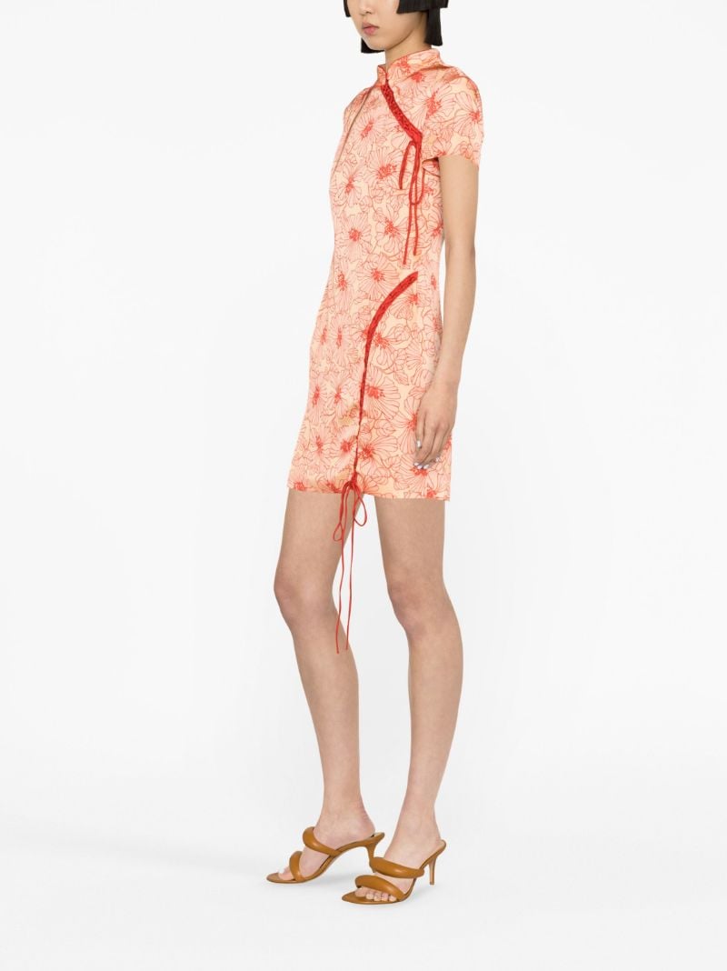 Pink Trapeze Floral-print Mini Dress