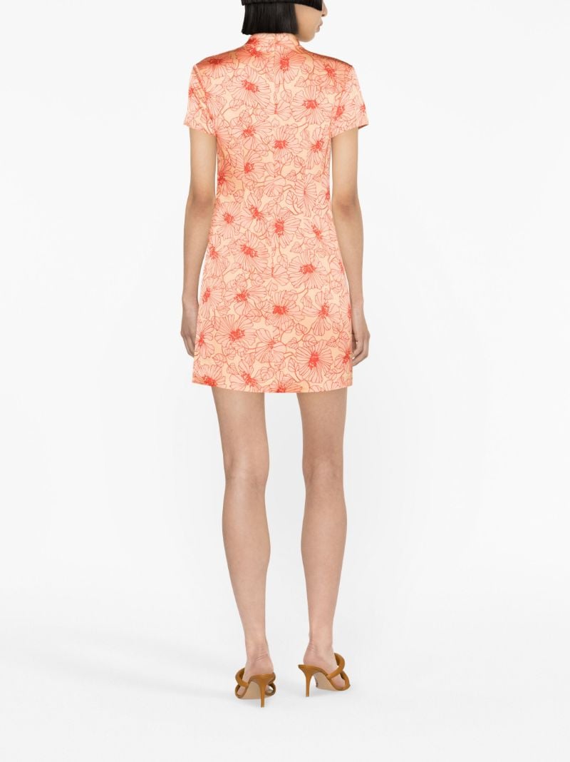 Pink Trapeze Floral-print Mini Dress