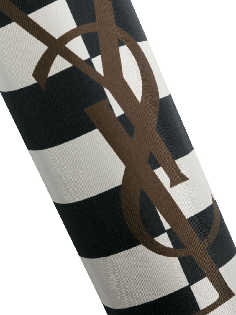 Black Cassandre Logo Print Silk Scarf